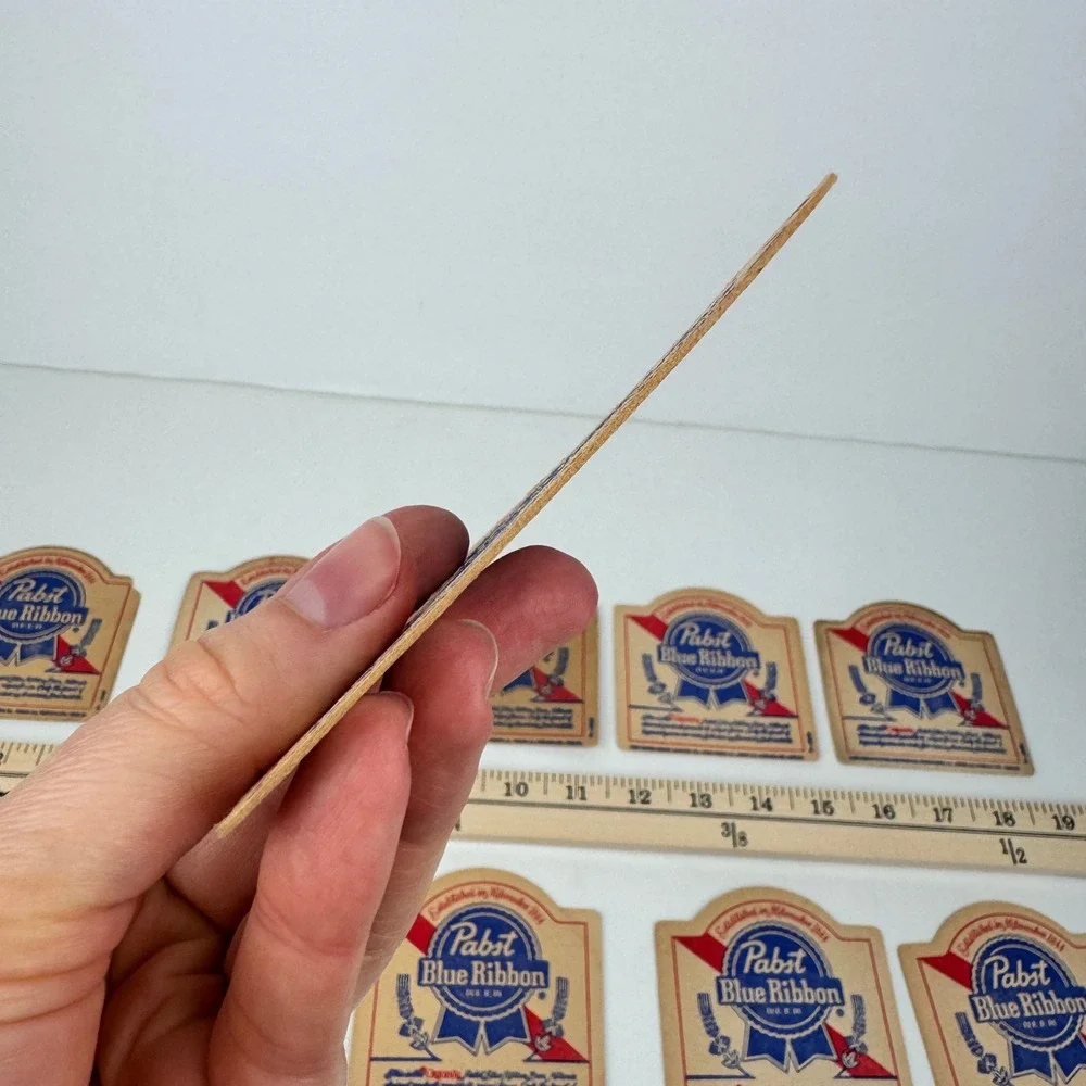 10 Vtg Pabst Blue Ribbon Beer Thin Cardboard Drink Coaster Collectible Used READ